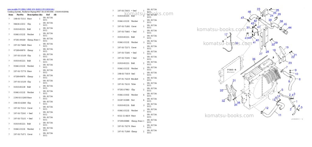 Komatsu PC390LC-8M0 S/N 85001-UP Parts catalog cover Page 6 Komatsu PC390LC-8M0 S/N 85001-UP Parts catalog cover Page 6