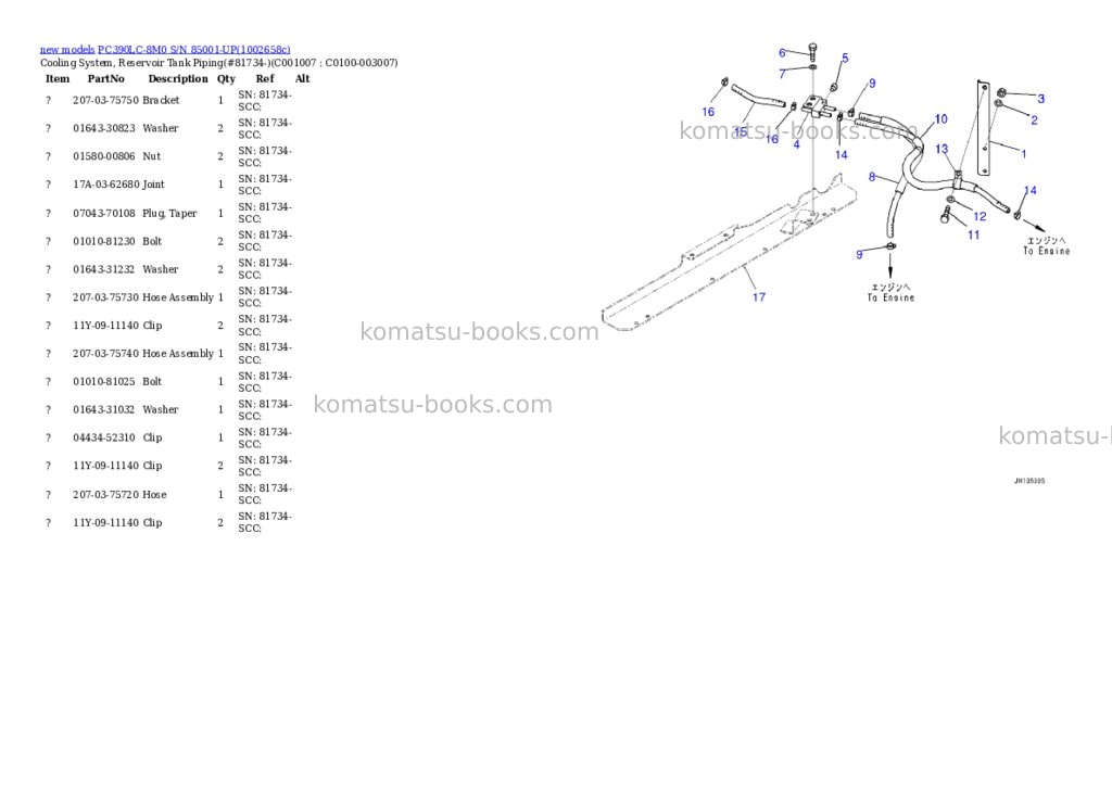 Komatsu PC390LC-8M0 S/N 85001-UP Parts catalog cover Page 9 Komatsu PC390LC-8M0 S/N 85001-UP Parts catalog cover Page 9