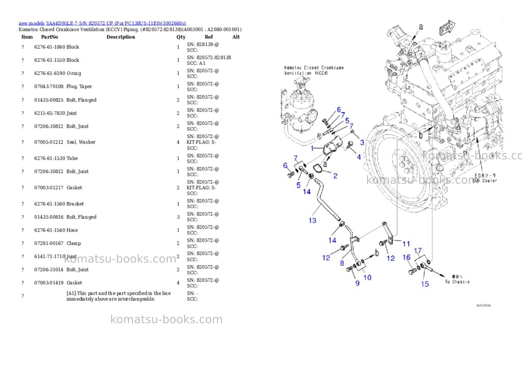 Komatsu SAA4D95LE-7 S/N 820572-UP (For PC138US-11E0) Parts catalog cover Page 3