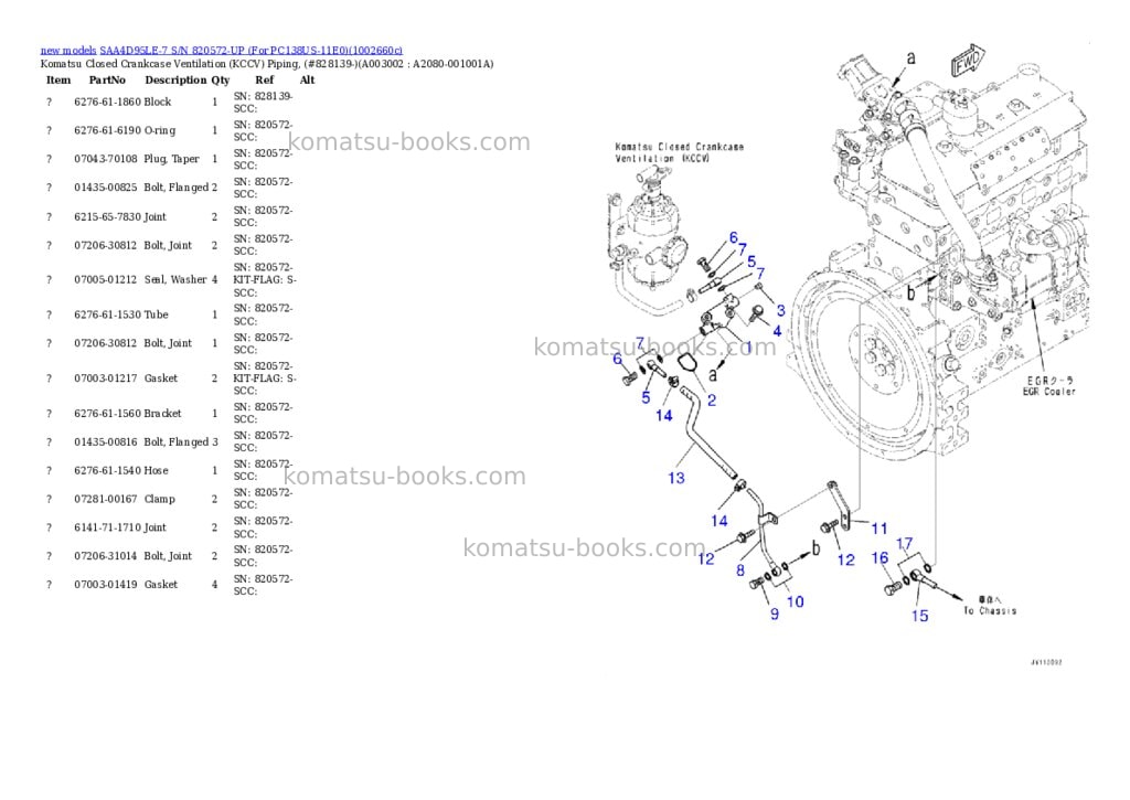 Komatsu SAA4D95LE-7 S/N 820572-UP (For PC138US-11E0) Parts catalog cover Page 4