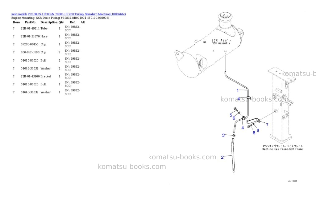 Komatsu PC138US-11E0 S/N 70001-UP (E0 Turkey Standard Machine) Parts catalog cover Page 4 Komatsu PC138US-11E0 S/N 70001-UP (E0 Turkey Standard Machine) Parts catalog cover Page 4