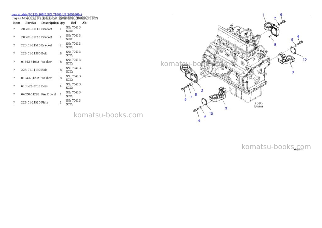 Komatsu PC130-10M0 S/N 71001-UP Parts catalog cover Page 2