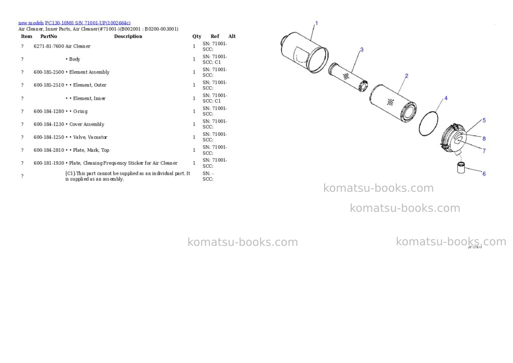 Komatsu PC130-10M0 S/N 71001-UP Parts catalog cover Page 3