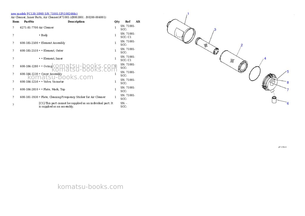 Komatsu PC130-10M0 S/N 71001-UP Parts catalog cover Page 5