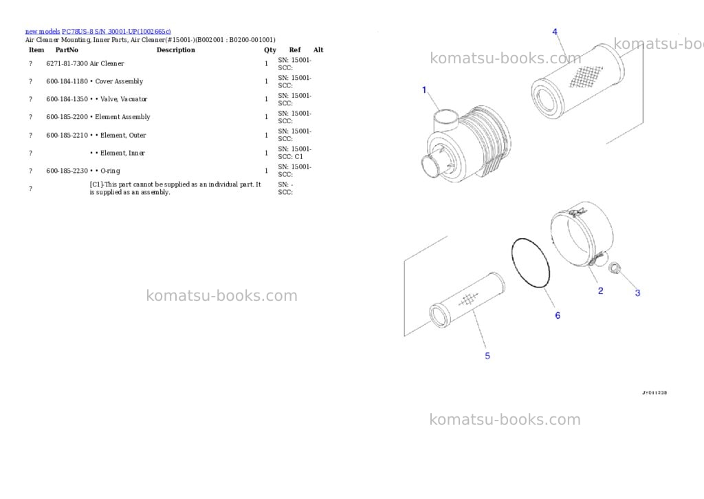 Komatsu PC78US-8 S/N 30001-UP Parts catalog cover Page 2 Komatsu PC78US-8 S/N 30001-UP Parts catalog cover Page 2