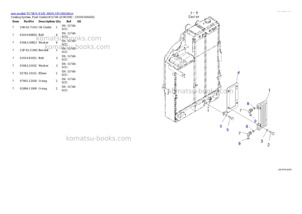 Komatsu PC78US-8 S/N 30001-UP Parts catalog cover Page 6 Komatsu PC78US-8 S/N 30001-UP Parts catalog cover Page 6