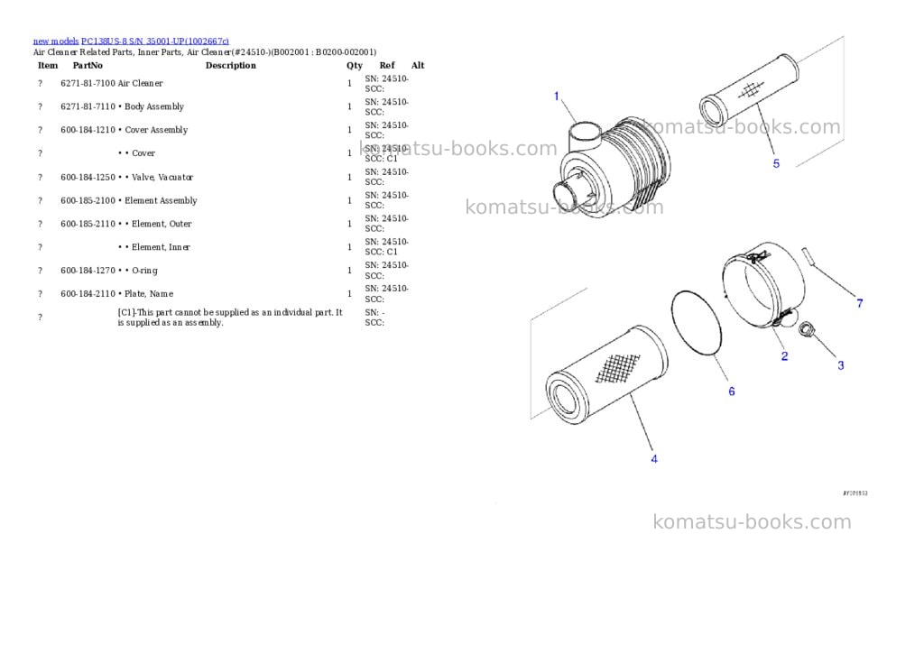 Komatsu PC138US-8 S/N 35001-UP Parts catalog cover Page 3