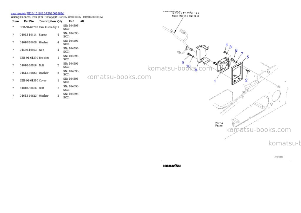 Komatsu FB25-12 S/N 0-UP Parts catalog cover Page 5 Komatsu FB25-12 S/N 0-UP Parts catalog cover Page 5