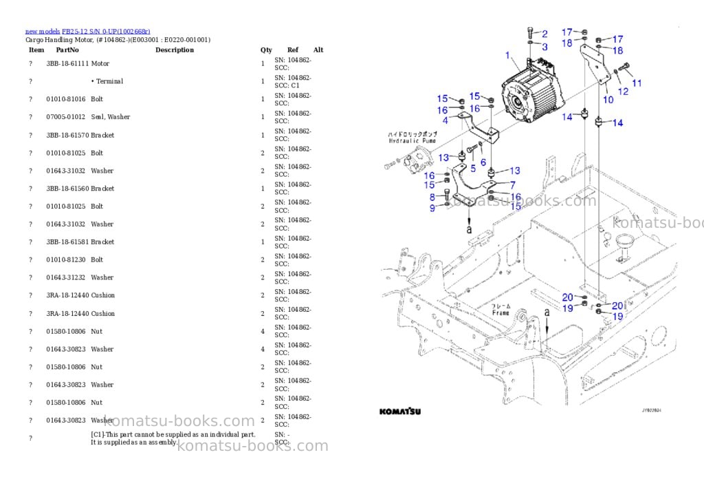 Komatsu FB25-12 S/N 0-UP Parts catalog cover Page 8 Komatsu FB25-12 S/N 0-UP Parts catalog cover Page 8