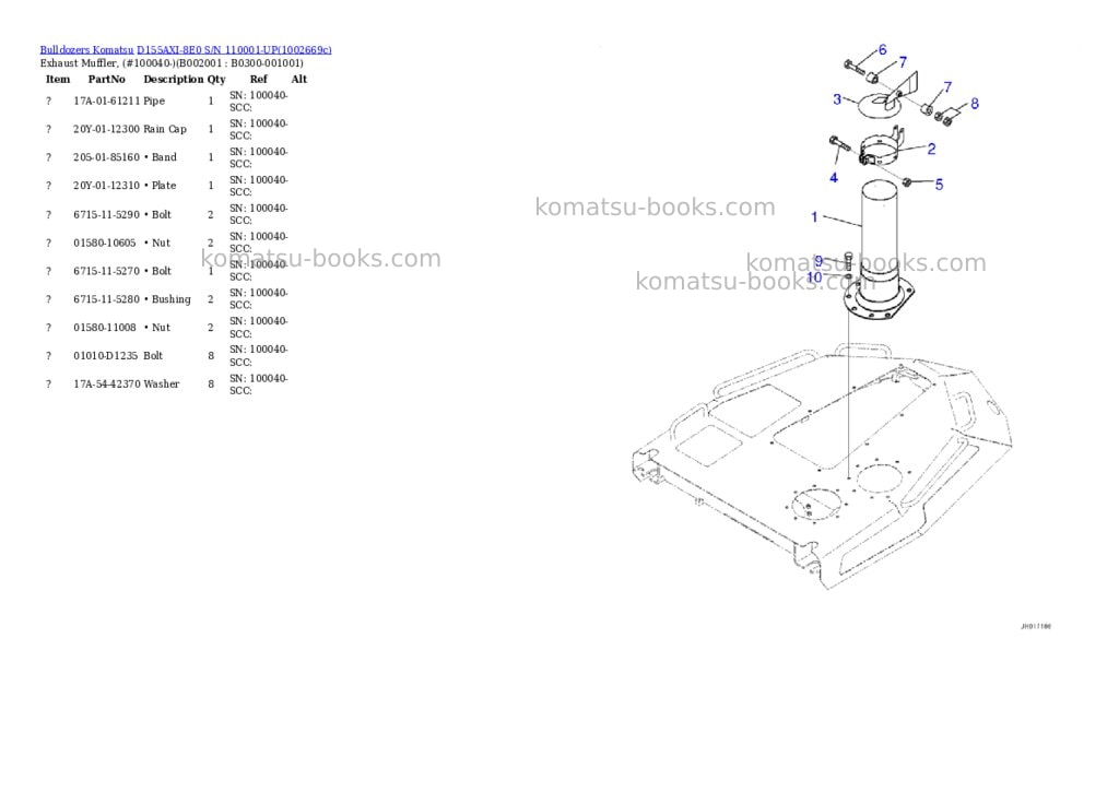 Komatsu D155AXI-8E0 S/N 110001-UP Parts catalog cover Page 4 Komatsu D155AXI-8E0 S/N 110001-UP Parts catalog cover Page 4