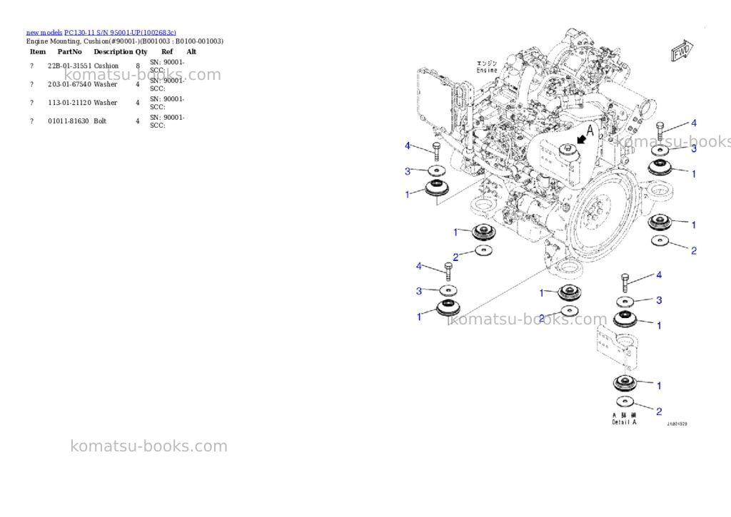 Komatsu PC130-11 S/N 95001-UP Parts catalog cover Page 3