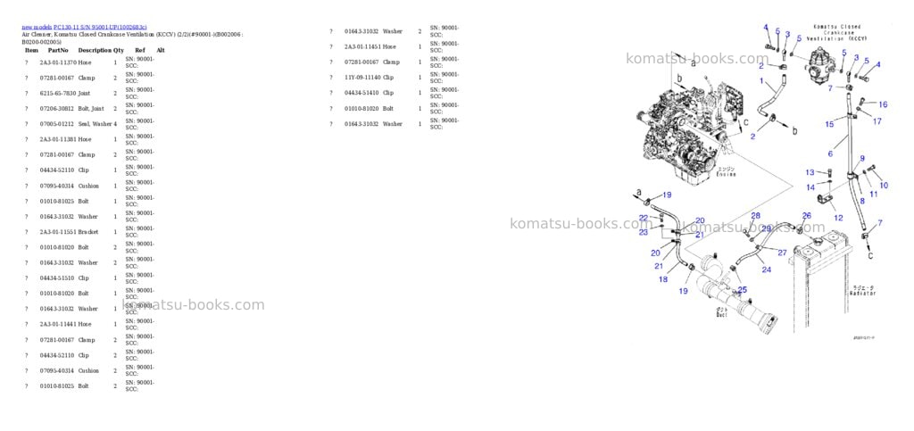 Komatsu PC130-11 S/N 95001-UP Parts catalog cover Page 9