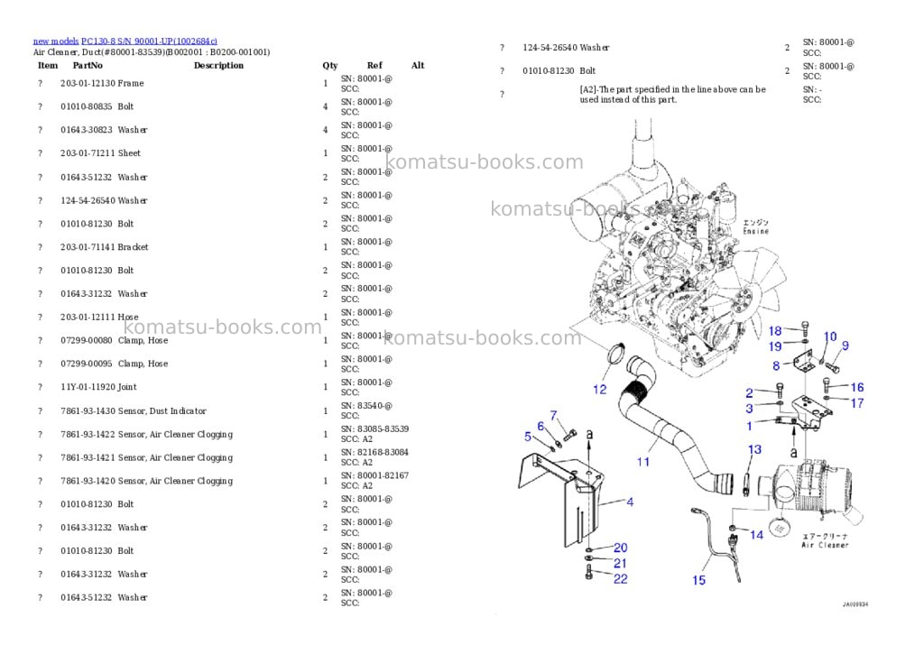 Komatsu PC130-8 S/N 90001-UP Parts catalog cover Page 3