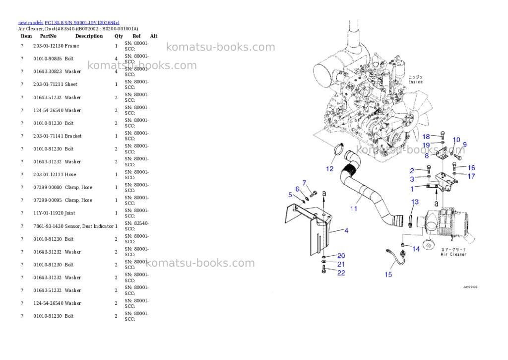 Komatsu PC130-8 S/N 90001-UP Parts catalog cover Page 4