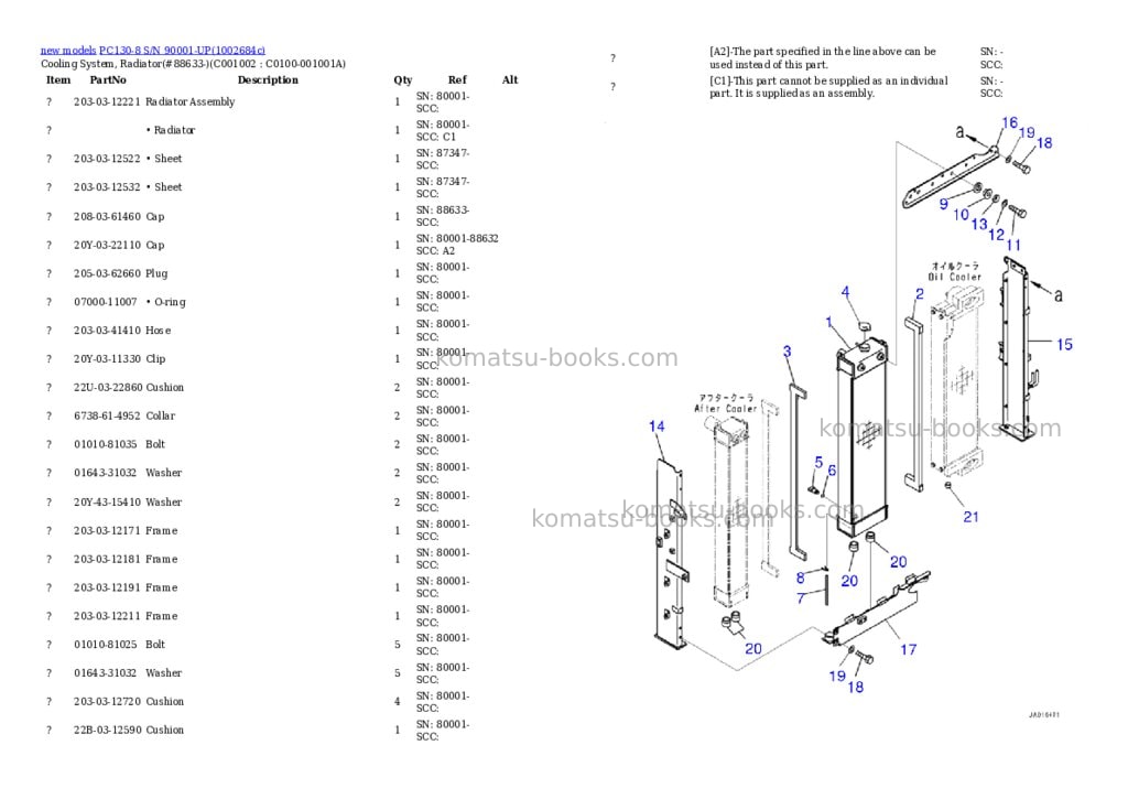 Komatsu PC130-8 S/N 90001-UP Parts catalog cover Page 6