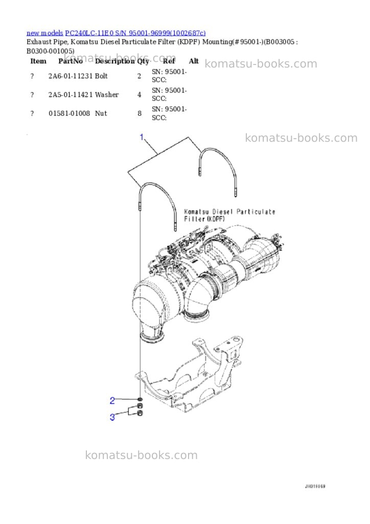 Komatsu PC240LC-11E0 S/N 95001-96999 Parts catalog cover Page 10