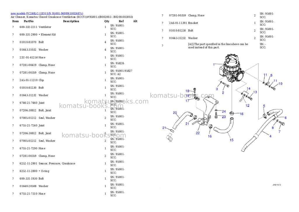 Komatsu PC240LC-11E0 S/N 95001-96999 Parts catalog cover Page 4