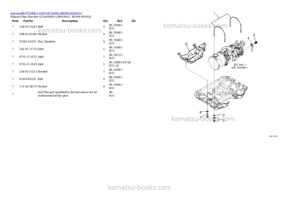 Komatsu PC240LC-11E0 S/N 95001-96999 Parts catalog cover Page 8