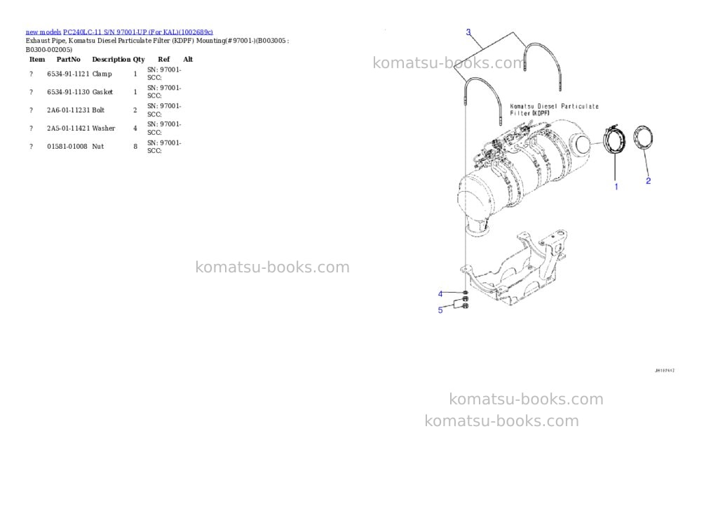 Komatsu PC240LC-11 S/N 97001-UP (For KAL) Parts catalog cover Page 10