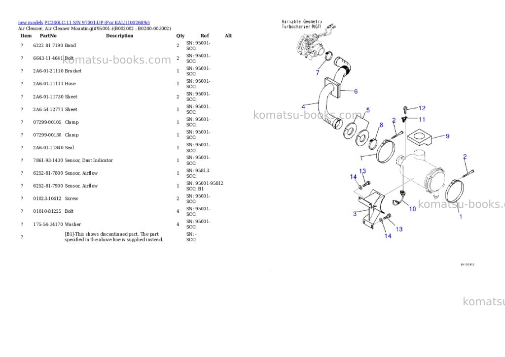 Komatsu PC240LC-11 S/N 97001-UP (For KAL) Parts catalog cover Page 3