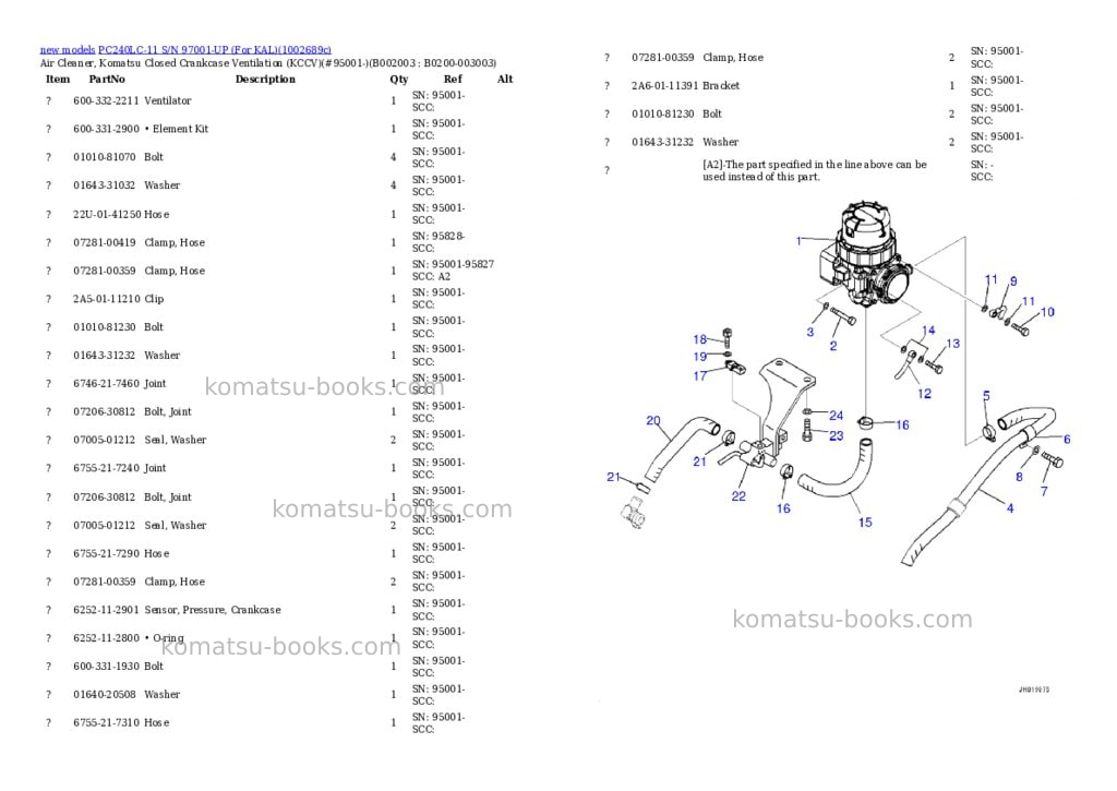 Komatsu PC240LC-11 S/N 97001-UP (For KAL) Parts catalog cover Page 4