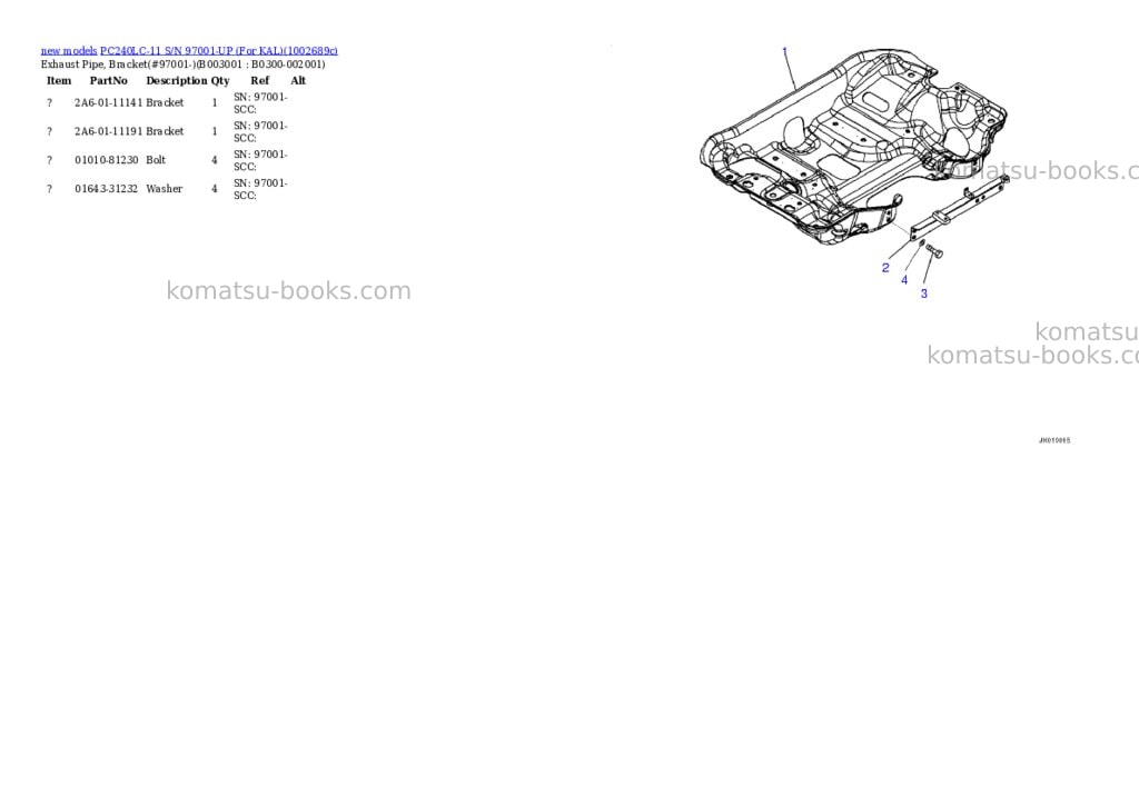 Komatsu PC240LC-11 S/N 97001-UP (For KAL) Parts catalog cover Page 6