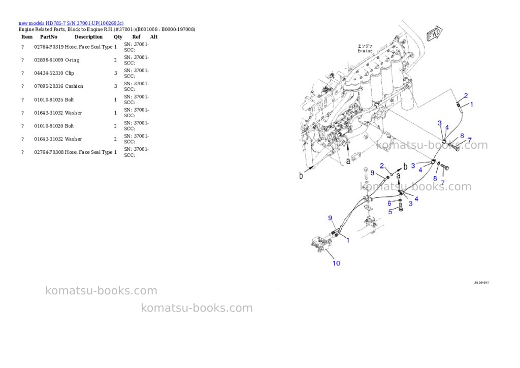 Komatsu HD785-7 S/N 37001-UP Parts catalog cover Page 8