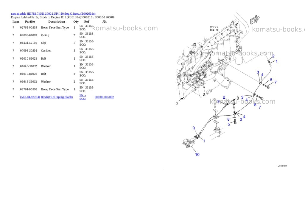 Komatsu HD785-7 S/N 37001-UP (-40 deg C Spec.) Parts catalog cover Page 10 Komatsu HD785-7 S/N 37001-UP (-40 deg C Spec.) Parts catalog cover Page 10