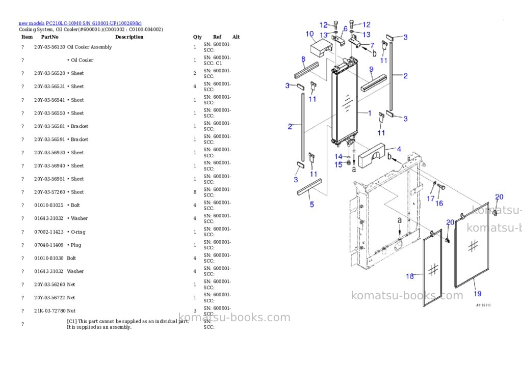 Komatsu PC210LC-10M0 S/N 610001-UP Parts catalog cover Page 8 Komatsu PC210LC-10M0 S/N 610001-UP Parts catalog cover Page 8