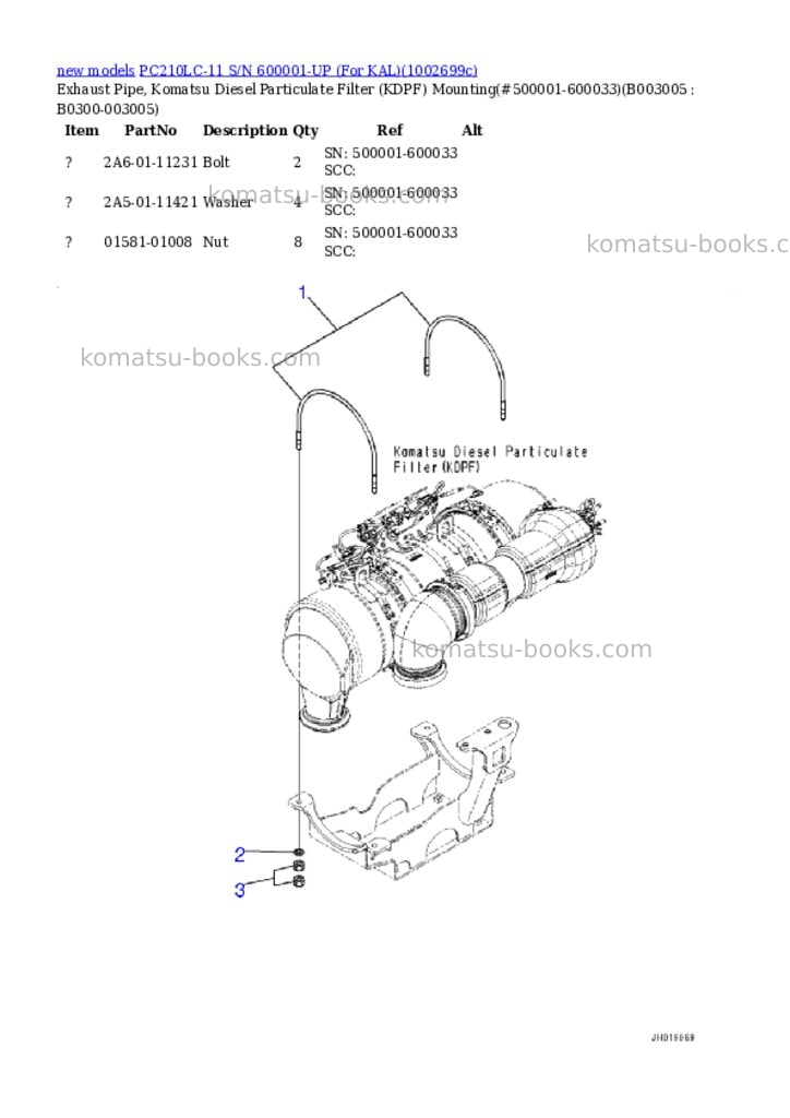 Komatsu PC210LC-11 S/N 600001-UP (For KAL) Parts catalog cover Page 10 Komatsu PC210LC-11 S/N 600001-UP (For KAL) Parts catalog cover Page 10
