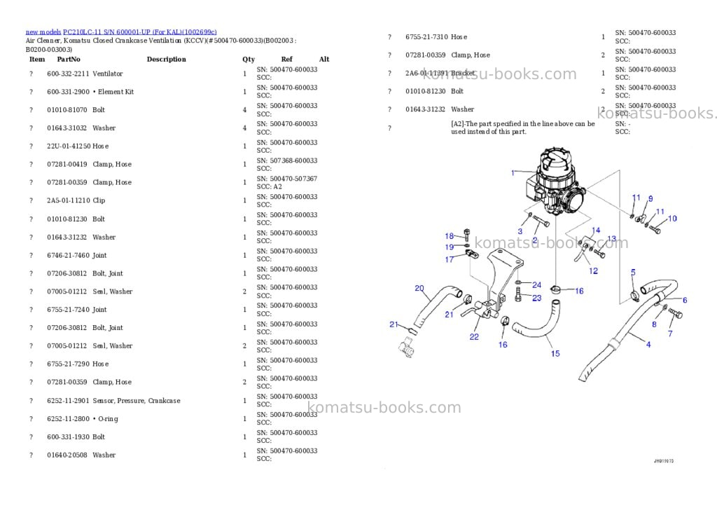 Komatsu PC210LC-11 S/N 600001-UP (For KAL) Parts catalog cover Page 4 Komatsu PC210LC-11 S/N 600001-UP (For KAL) Parts catalog cover Page 4