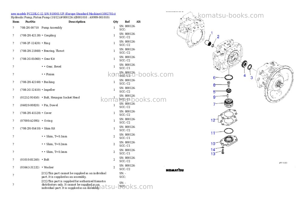 Komatsu PC220LC-12 S/N 910001-UP (Europe Standard Machine) Parts catalog cover Page 10 Komatsu PC220LC-12 S/N 910001-UP (Europe Standard Machine) Parts catalog cover Page 10