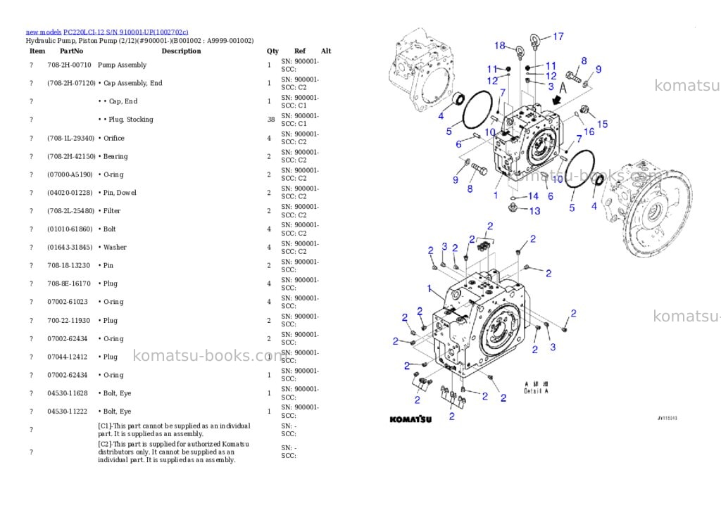 Komatsu PC220LCI-12 S/N 910001-UP Parts catalog cover Page 2 Komatsu PC220LCI-12 S/N 910001-UP Parts catalog cover Page 2