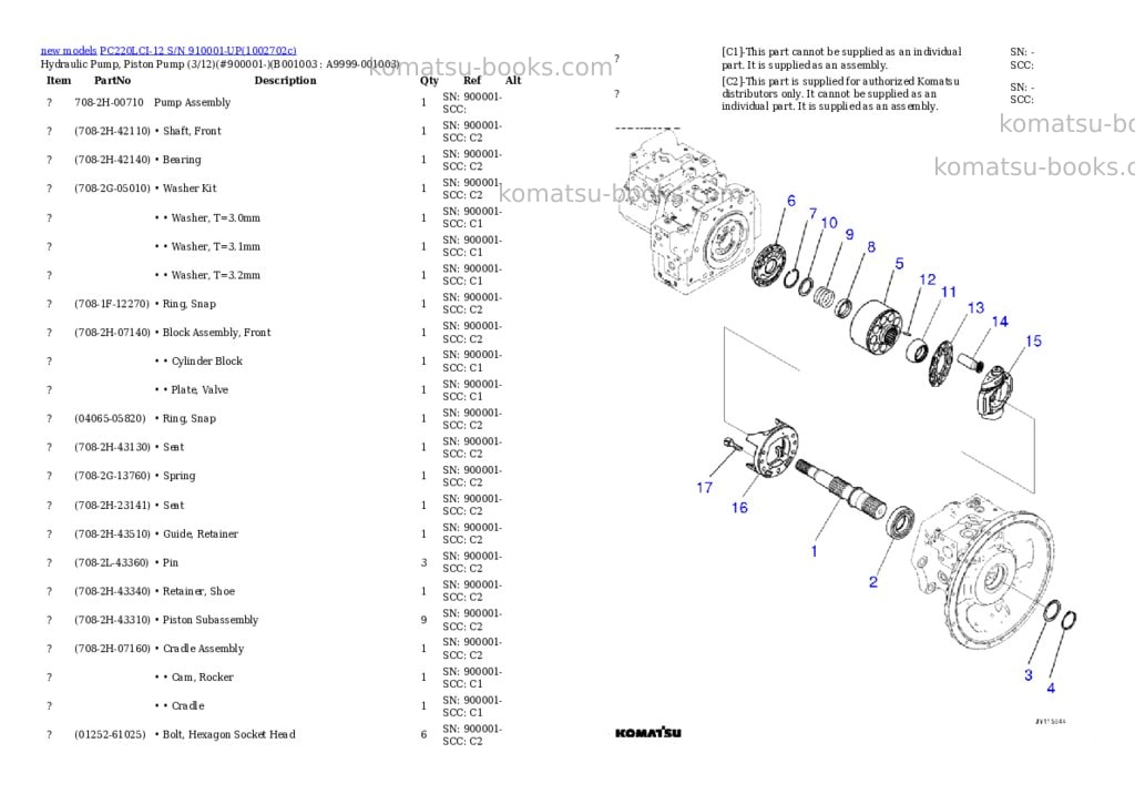 Komatsu PC220LCI-12 S/N 910001-UP Parts catalog cover Page 3 Komatsu PC220LCI-12 S/N 910001-UP Parts catalog cover Page 3