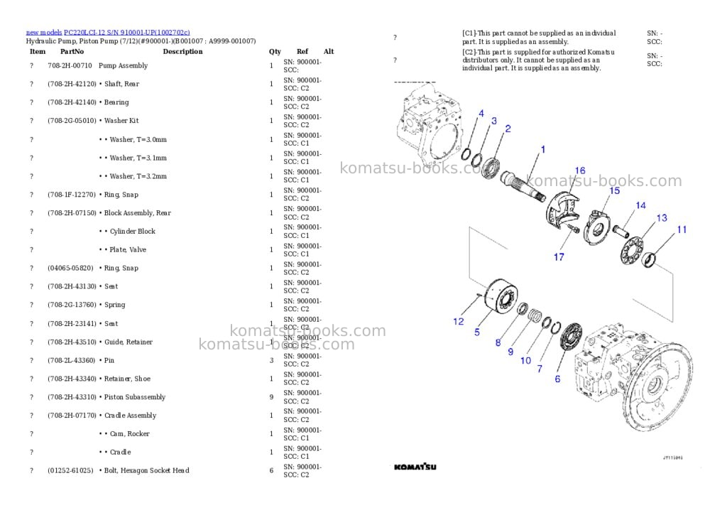 Komatsu PC220LCI-12 S/N 910001-UP Parts catalog cover Page 7 Komatsu PC220LCI-12 S/N 910001-UP Parts catalog cover Page 7