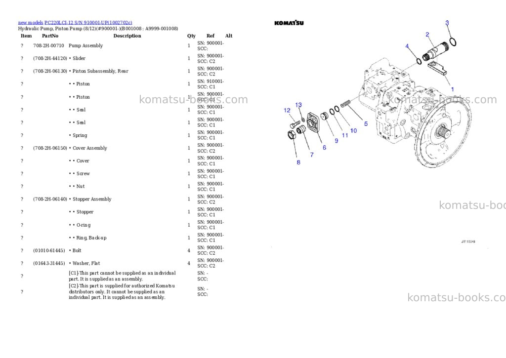 Komatsu PC220LCI-12 S/N 910001-UP Parts catalog cover Page 8 Komatsu PC220LCI-12 S/N 910001-UP Parts catalog cover Page 8