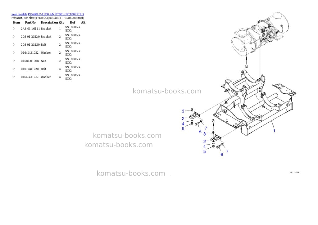 Komatsu PC490LC-11E0 S/N 87001-UP Parts catalog cover Page 10 Komatsu PC490LC-11E0 S/N 87001-UP Parts catalog cover Page 10