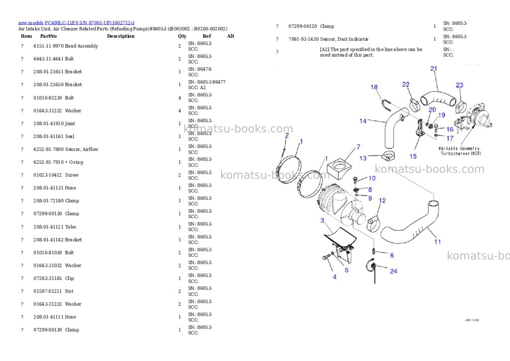 Komatsu PC490LC-11E0 S/N 87001-UP Parts catalog cover Page 7 Komatsu PC490LC-11E0 S/N 87001-UP Parts catalog cover Page 7