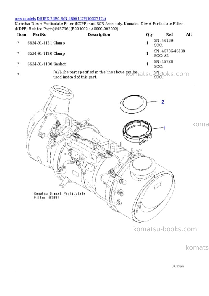 Komatsu D61EX-24E0 S/N 48001-UP Parts catalog cover Page 2