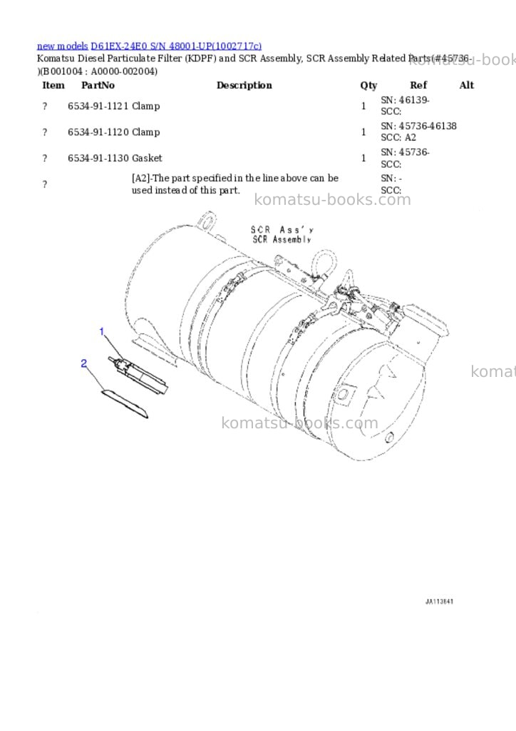 Komatsu D61EX-24E0 S/N 48001-UP Parts catalog cover Page 4