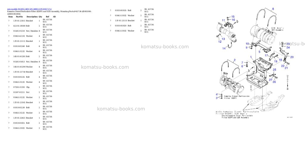 Komatsu D61EX-24E0 S/N 48001-UP Parts catalog cover Page 6