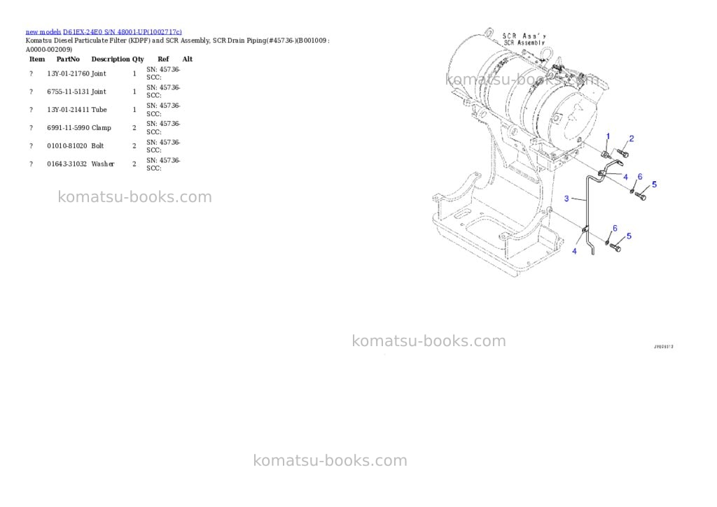 Komatsu D61EX-24E0 S/N 48001-UP Parts catalog cover Page 9