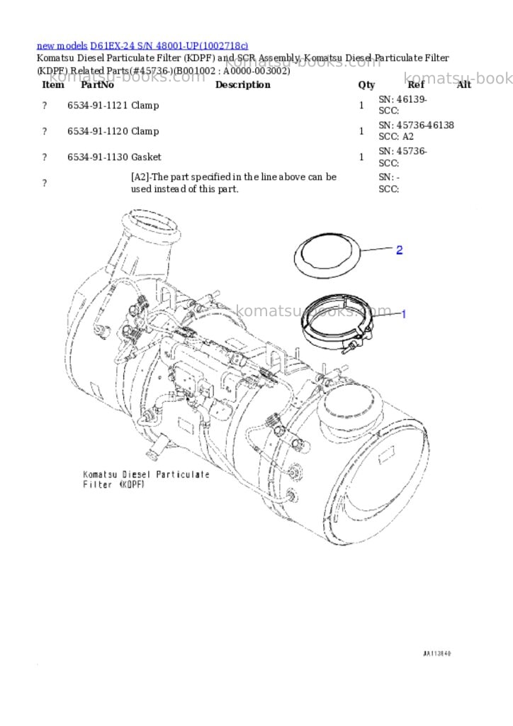 Komatsu D61EX-24 S/N 48001-UP Parts catalog cover Page 2