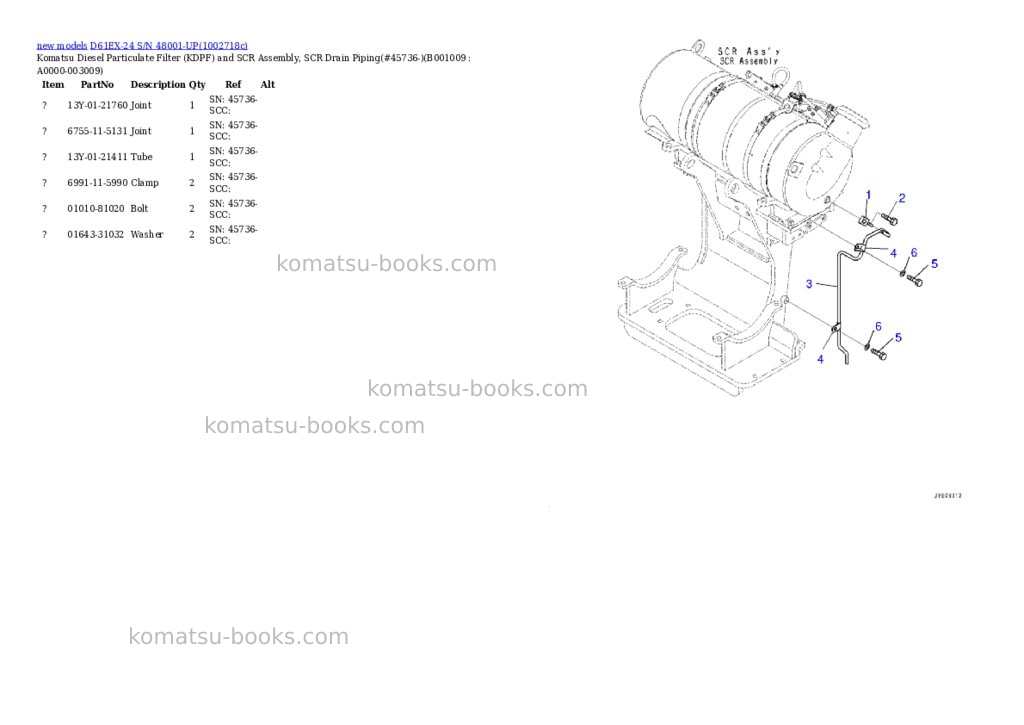 Komatsu D61EX-24 S/N 48001-UP Parts catalog cover Page 9