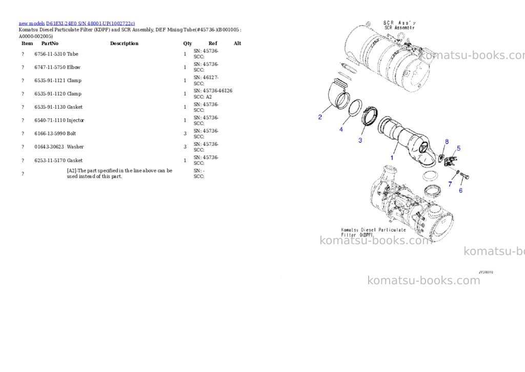 Komatsu D61EXI-24E0 S/N 48001-UP Parts catalog cover Page 5
