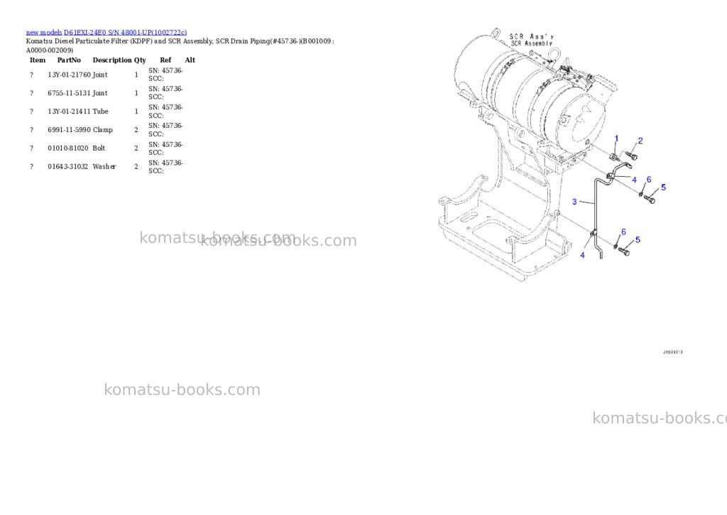 Komatsu D61EXI-24E0 S/N 48001-UP Parts catalog cover Page 9