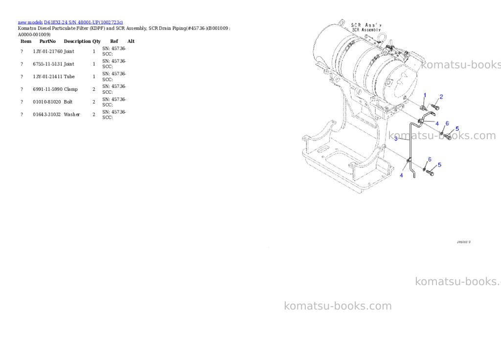 Komatsu D61EXI-24 S/N 48001-UP Parts catalog cover Page 9