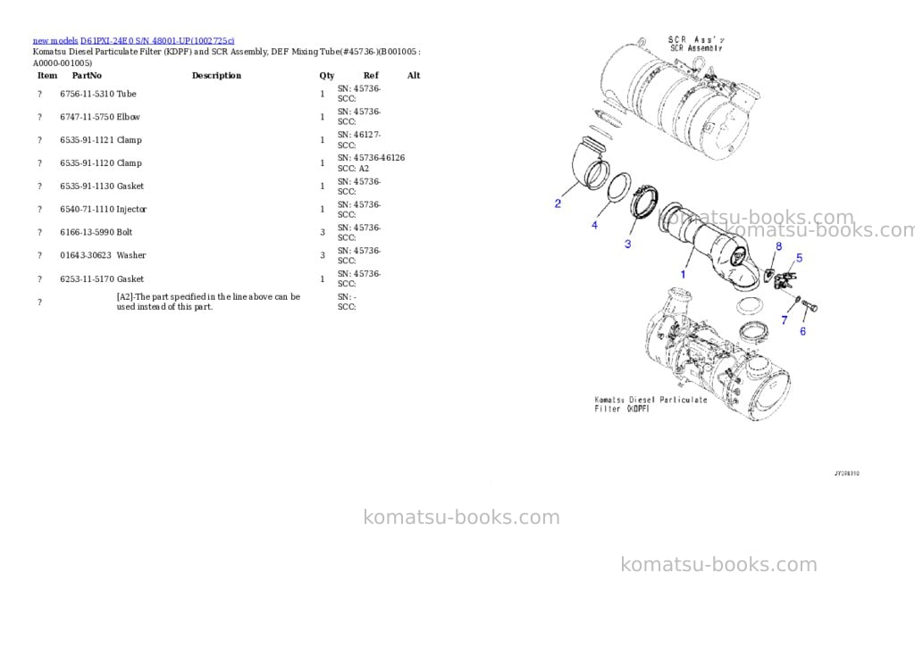 Komatsu D61PXI-24E0 S/N 48001-UP Parts catalog cover Page 5