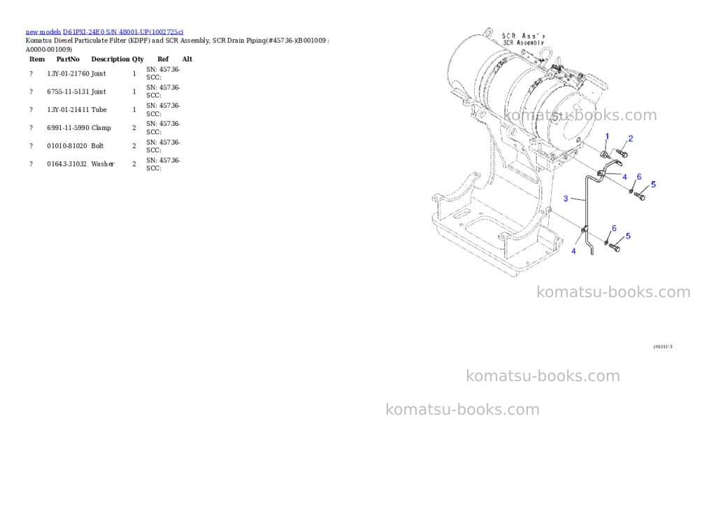 Komatsu D61PXI-24E0 S/N 48001-UP Parts catalog cover Page 9