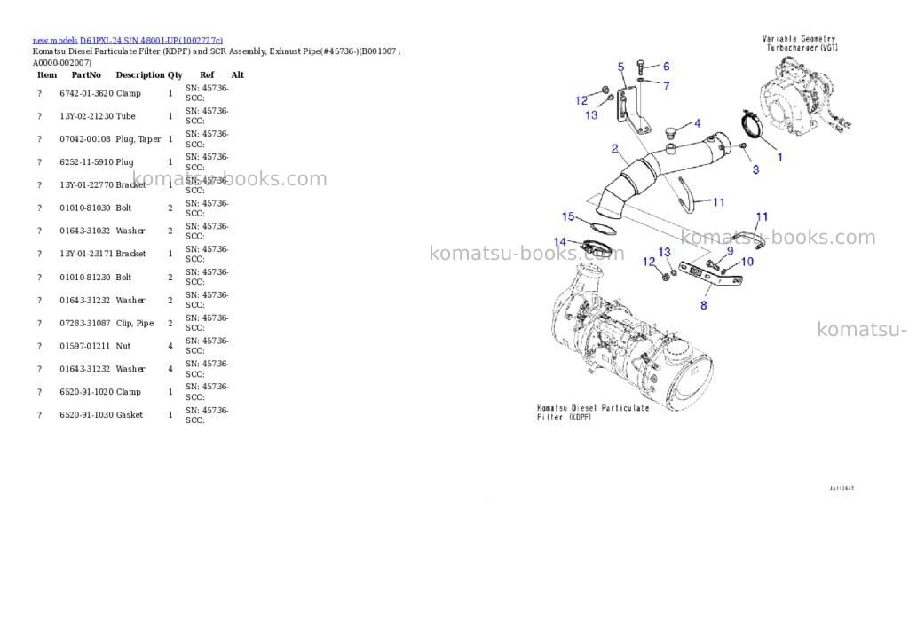 Komatsu D61PXI-24 S/N 48001-UP Parts catalog cover Page 7